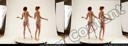 Nude Woman - Woman White Standing poses - ALL Slim long red Standing poses - simple 3D Stereoscopic poses Pinup